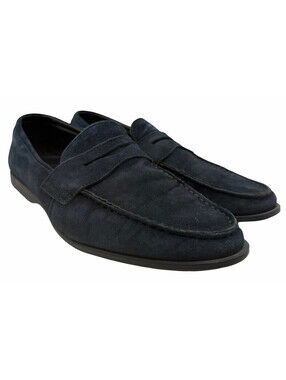 Pollini Suede Penny Loafers Navy Size EU 39 | 6.5